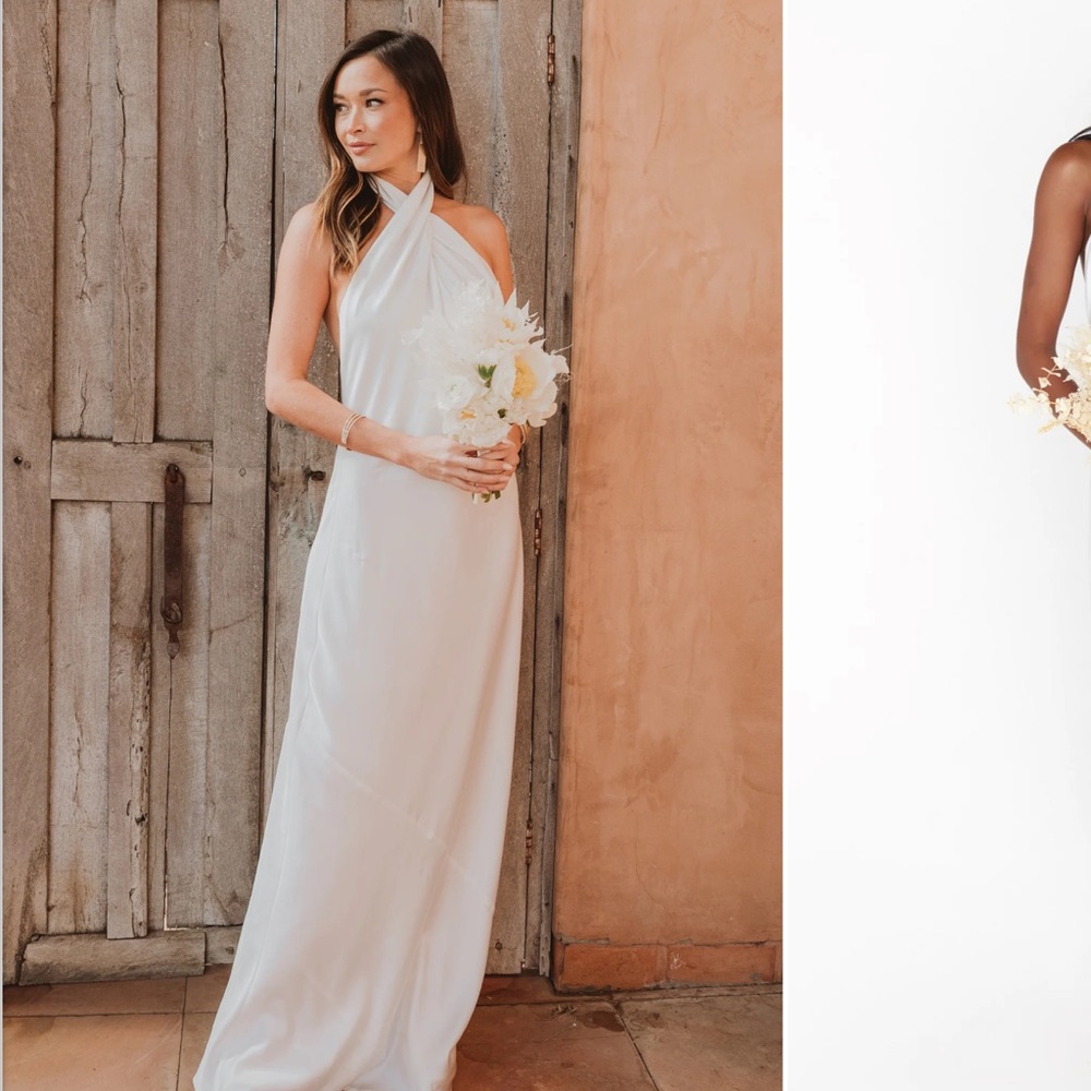 Show Me Your MuMu White Halter Wedding Dress